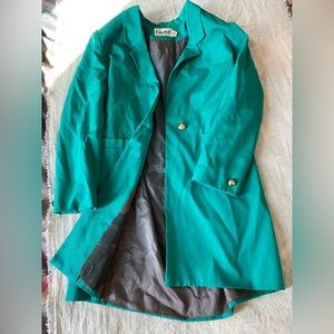 Oversized 80s vintage teal blazer